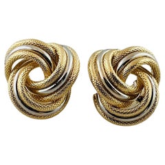 14K Yellow & White Gold Two Tone Knot Earrings #15935