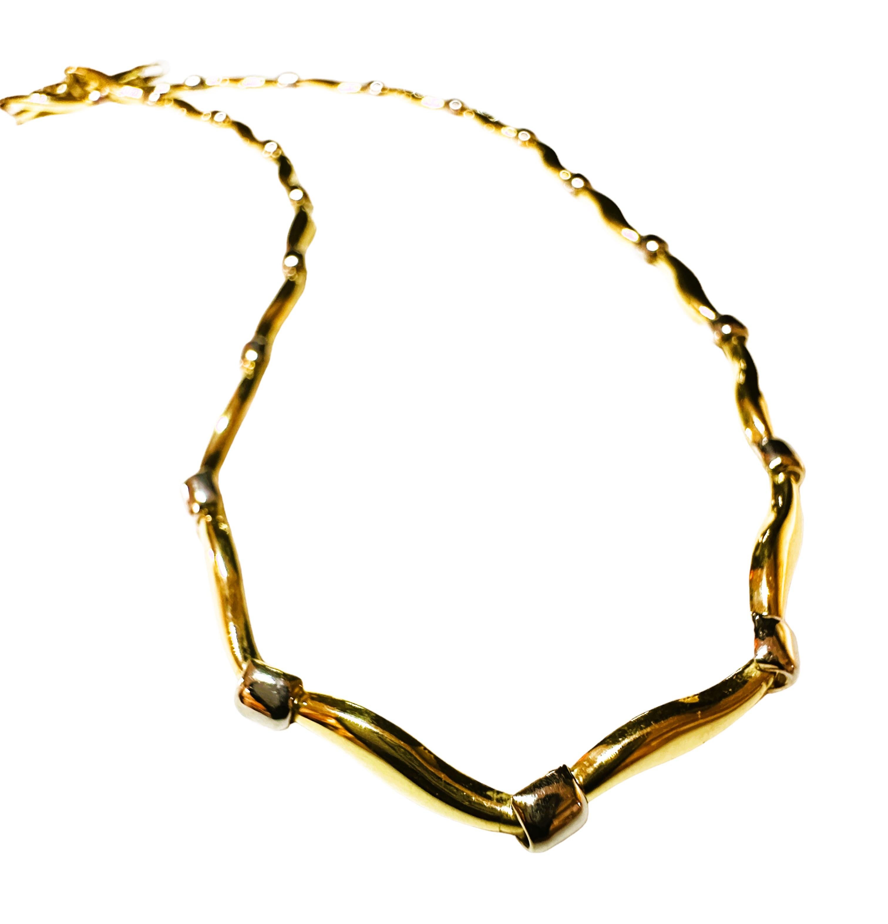 14k Yellow & White Gold Two-Tone Necklace 17.25 Inches 9.50 Grams For Sale 3