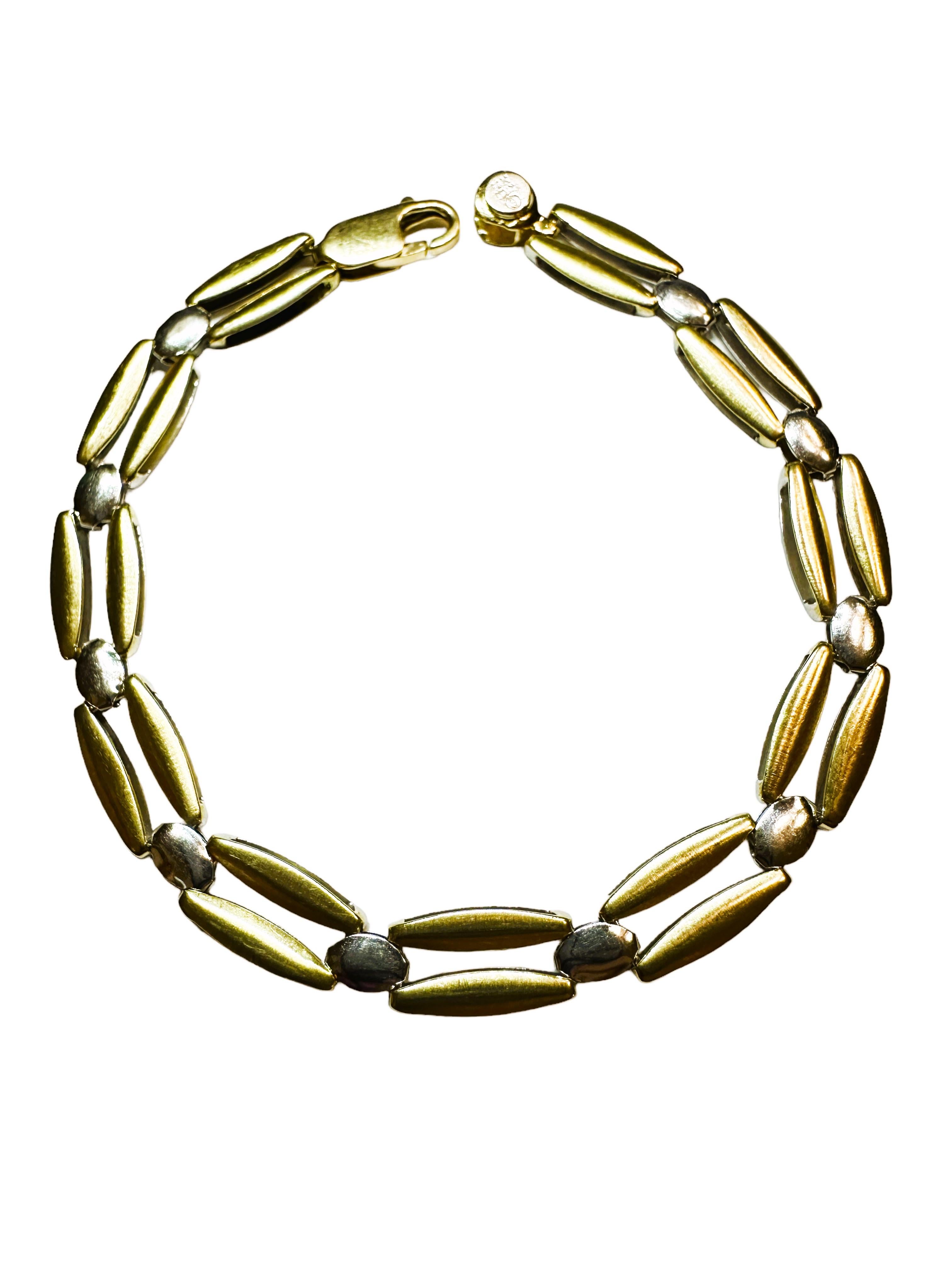 Bracelet italien réversible en or jaune et blanc 14k en vente 2