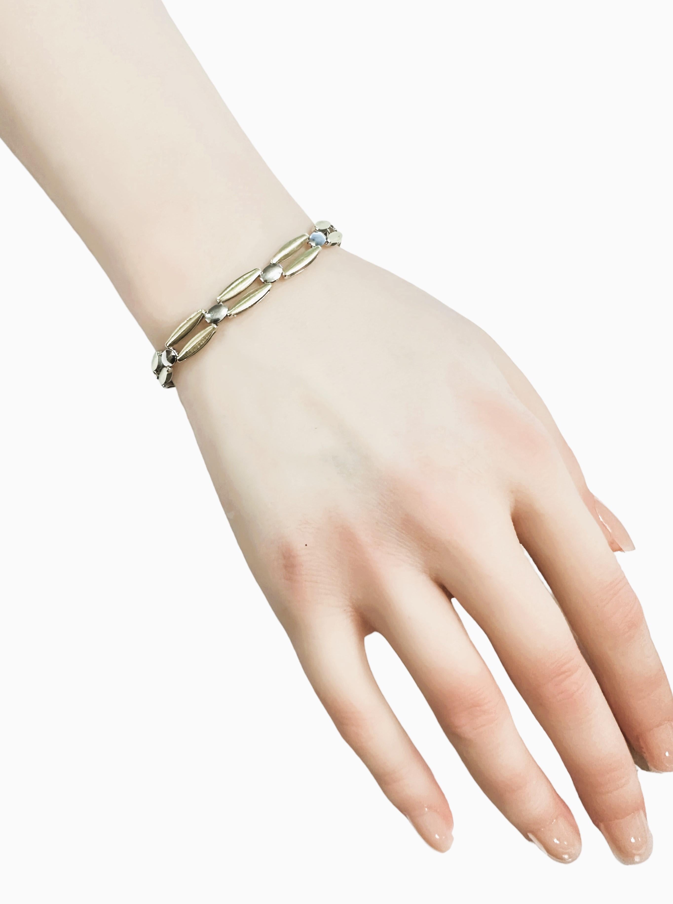 Bracelet italien réversible en or jaune et blanc 14k en vente 3