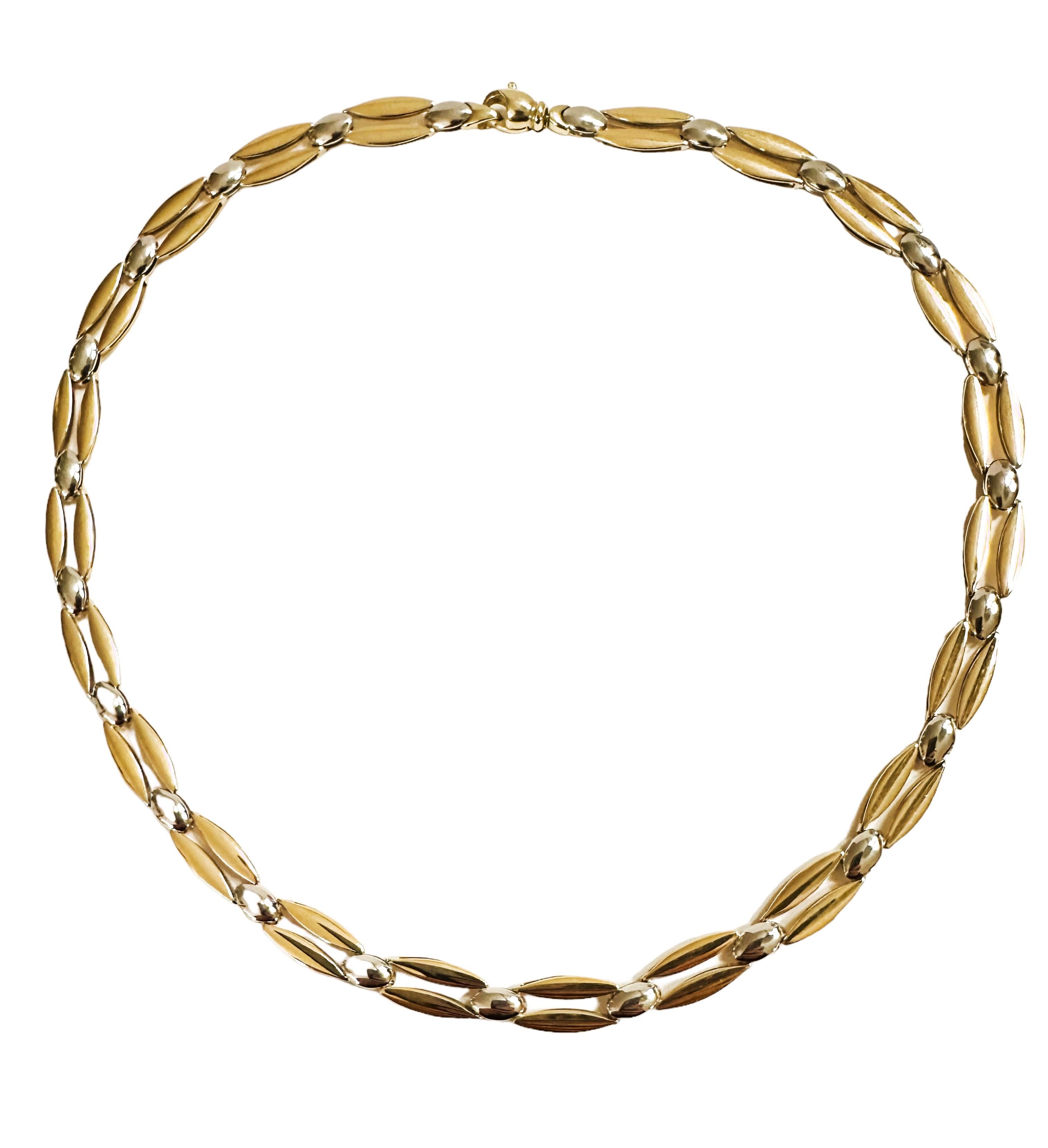 14k Yellow & White Gold Two-Tone Reversible Italian Unoaerre Necklace  For Sale 1
