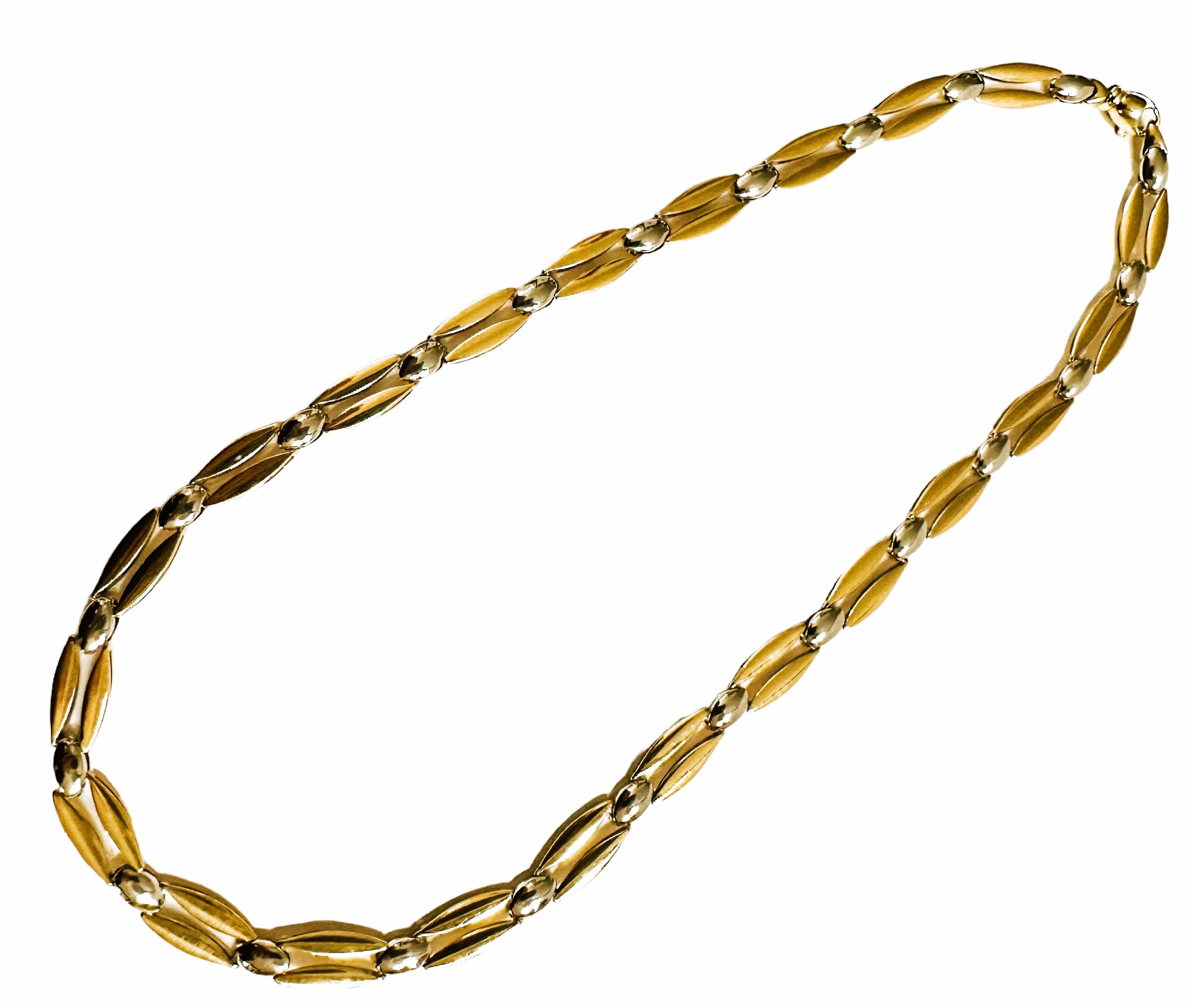 14k Yellow & White Gold Two-Tone Reversible Italian Unoaerre Necklace  For Sale 3