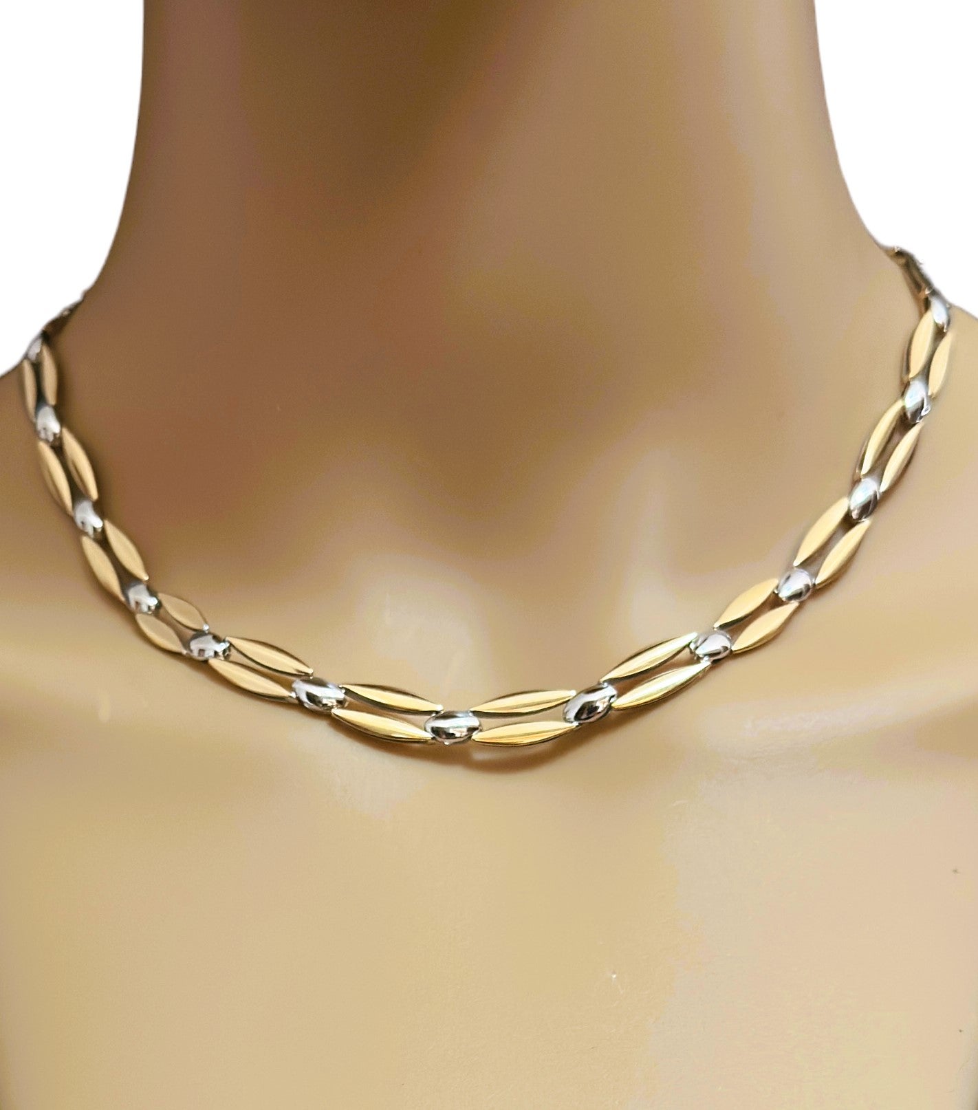 Unoaerre Collier italien réversible en or jaune et blanc 14 carats 