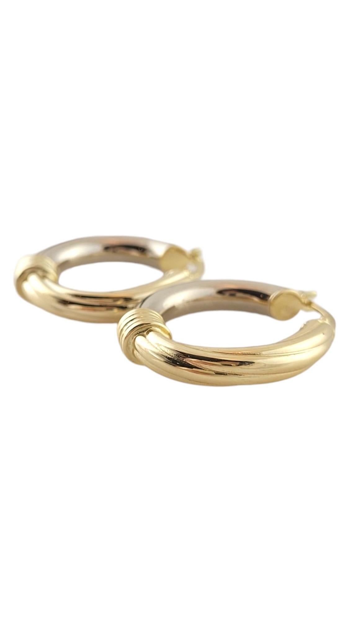 14K Yellow & White Gold Two-Toned Hoop Earrings #17382 In Good Condition In Washington Depot, CT