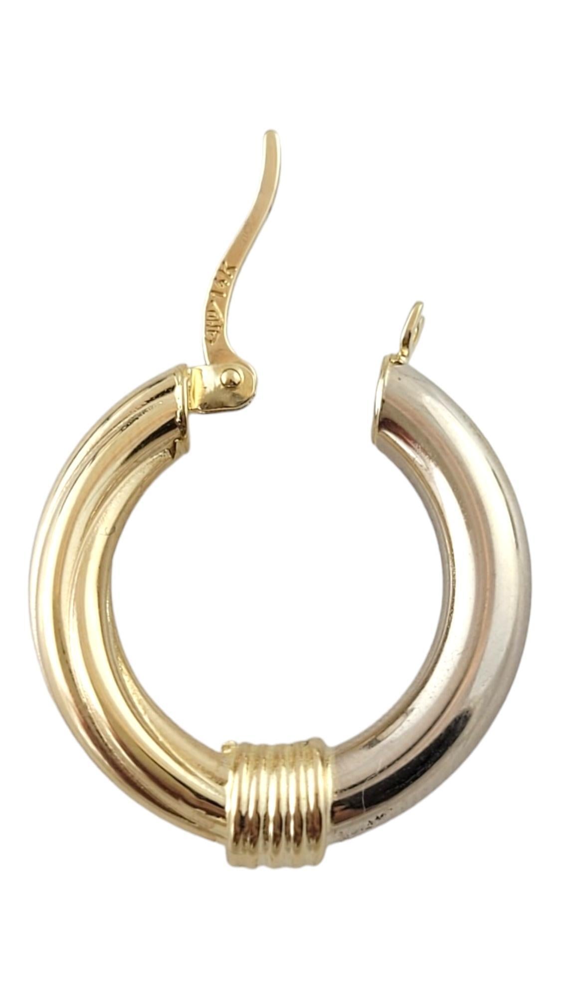 Women's 14K Yellow & White Gold Two-Toned Hoop Earrings #17382 For Sale