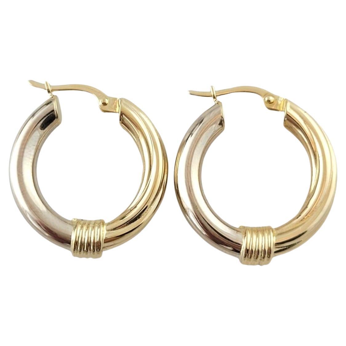 14K Yellow & White Gold Two-Toned Hoop Earrings #17382 For Sale