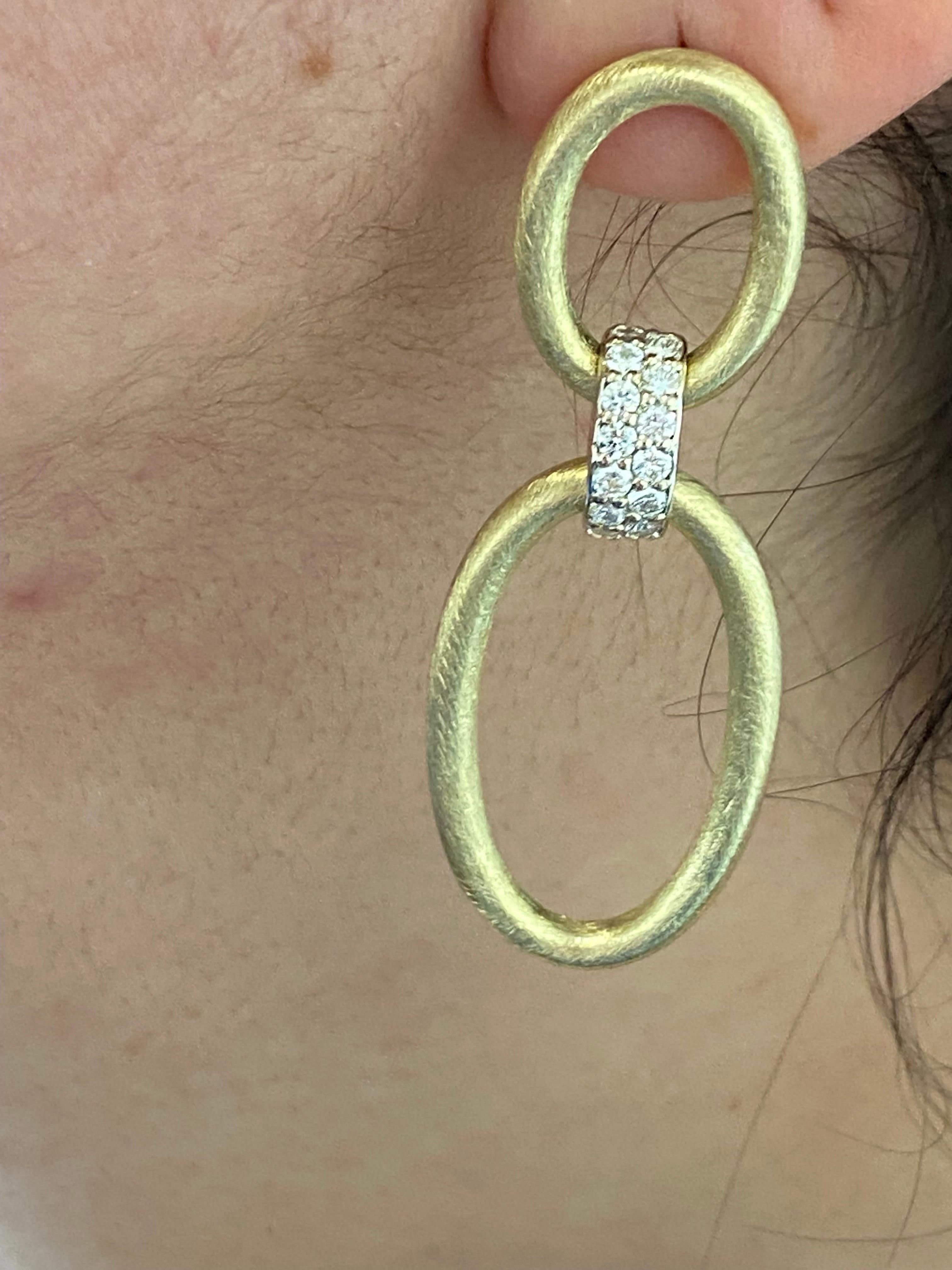 14K Gelb/Weiß Italienische Ohrringe 1,50 Karat Damen im Angebot