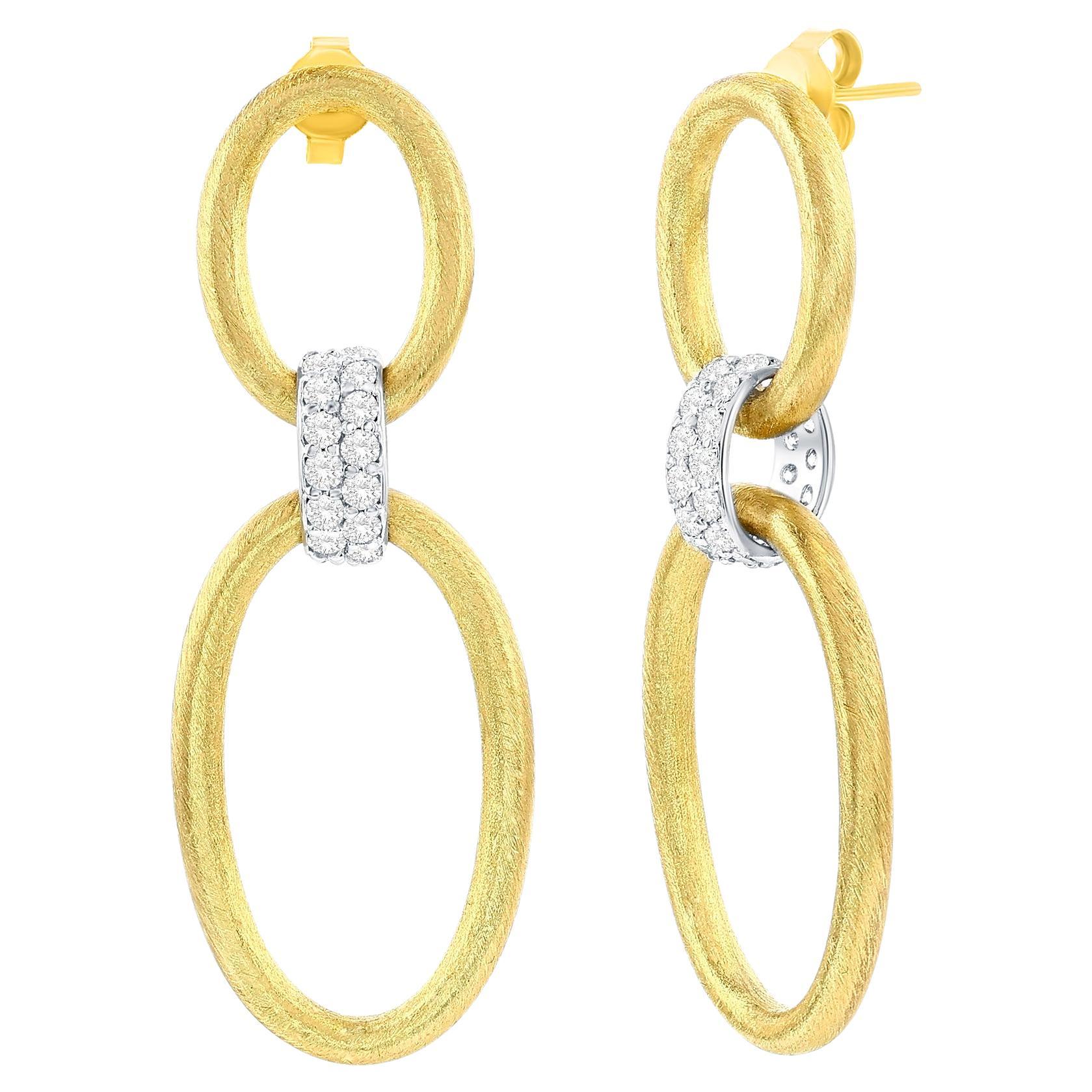 14K Yellow/White Italian Earrings 1.50 Carats