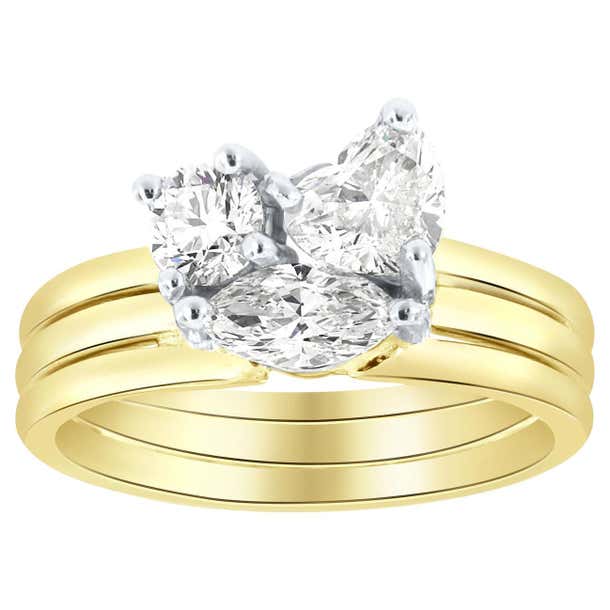 14K Yello& White Gold Mix Shapes GIA Certified Designer Diamond Ring 1. ...