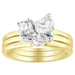 Bague de créateur en or blanc 14 carats et or jaune et or jaune de formes mixtes avec diamant certifié GIA (1,25 carat) et autres articles de marque