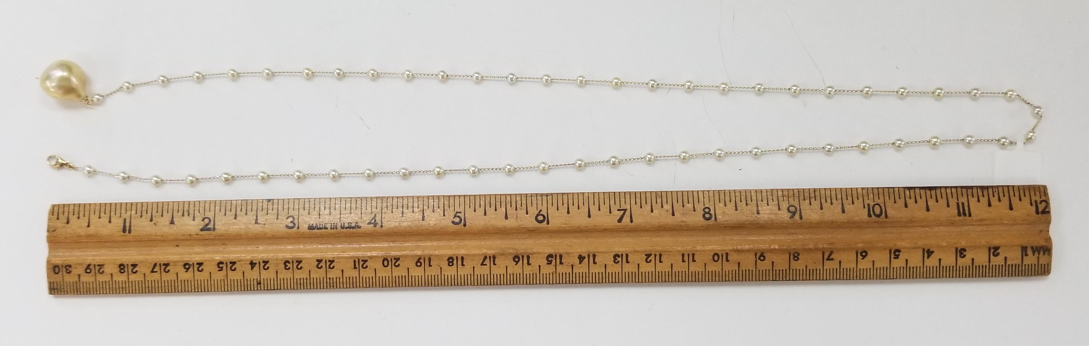 Collier réglable en or jaune 14 carats avec perle des mers du Sud de couleur jaune naturelle Unisexe en vente