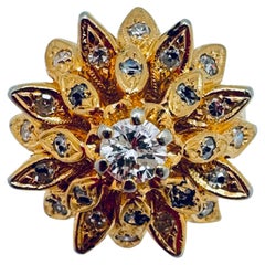 14K YG Diamond Flower Ring