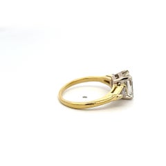 14K YG Engagement Ring with 1.98 Ct Tapered Baguette & Emerald Cut Diamonds GIA