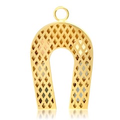 14K Yellow Gold Fresh Water Pearl and Diamond Baguette Horseshoe Charm