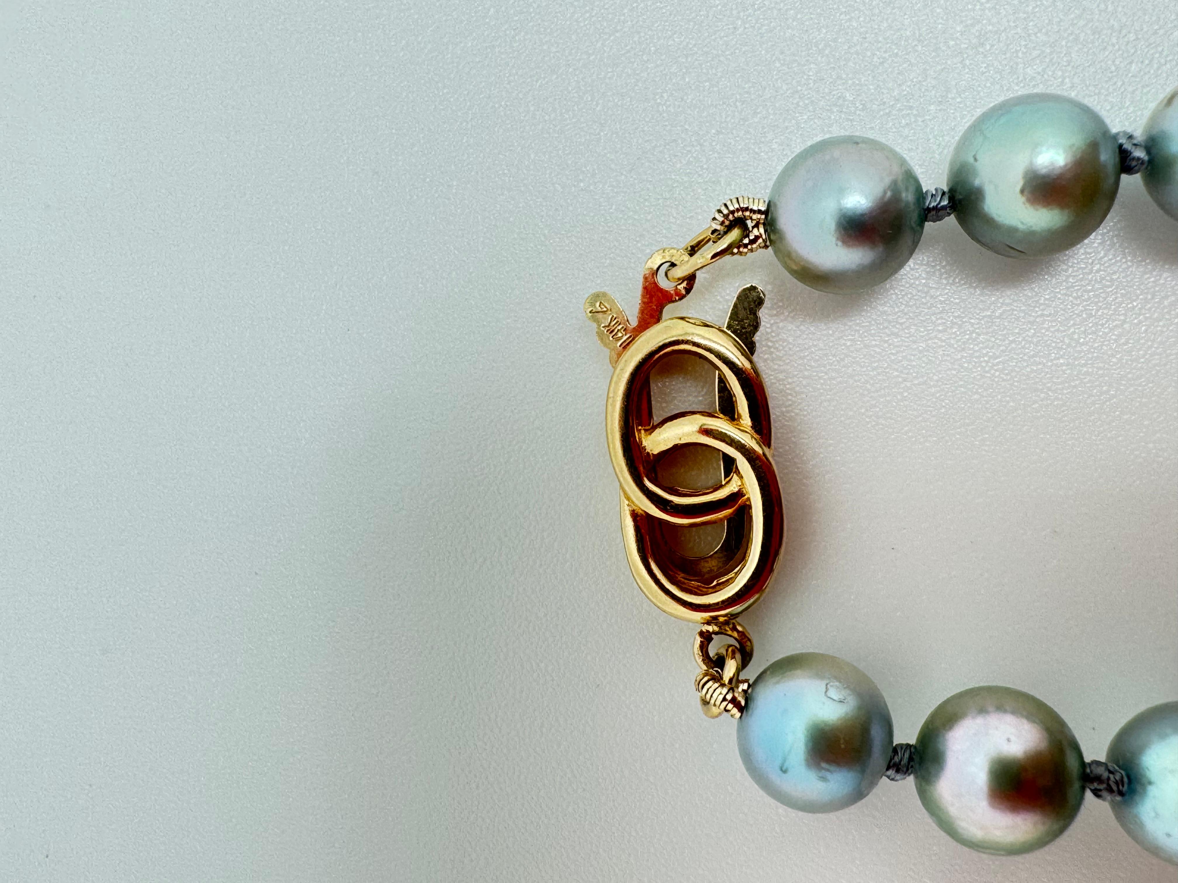 14K YG Freshwater Blue Pearl Necklace in vendita 4