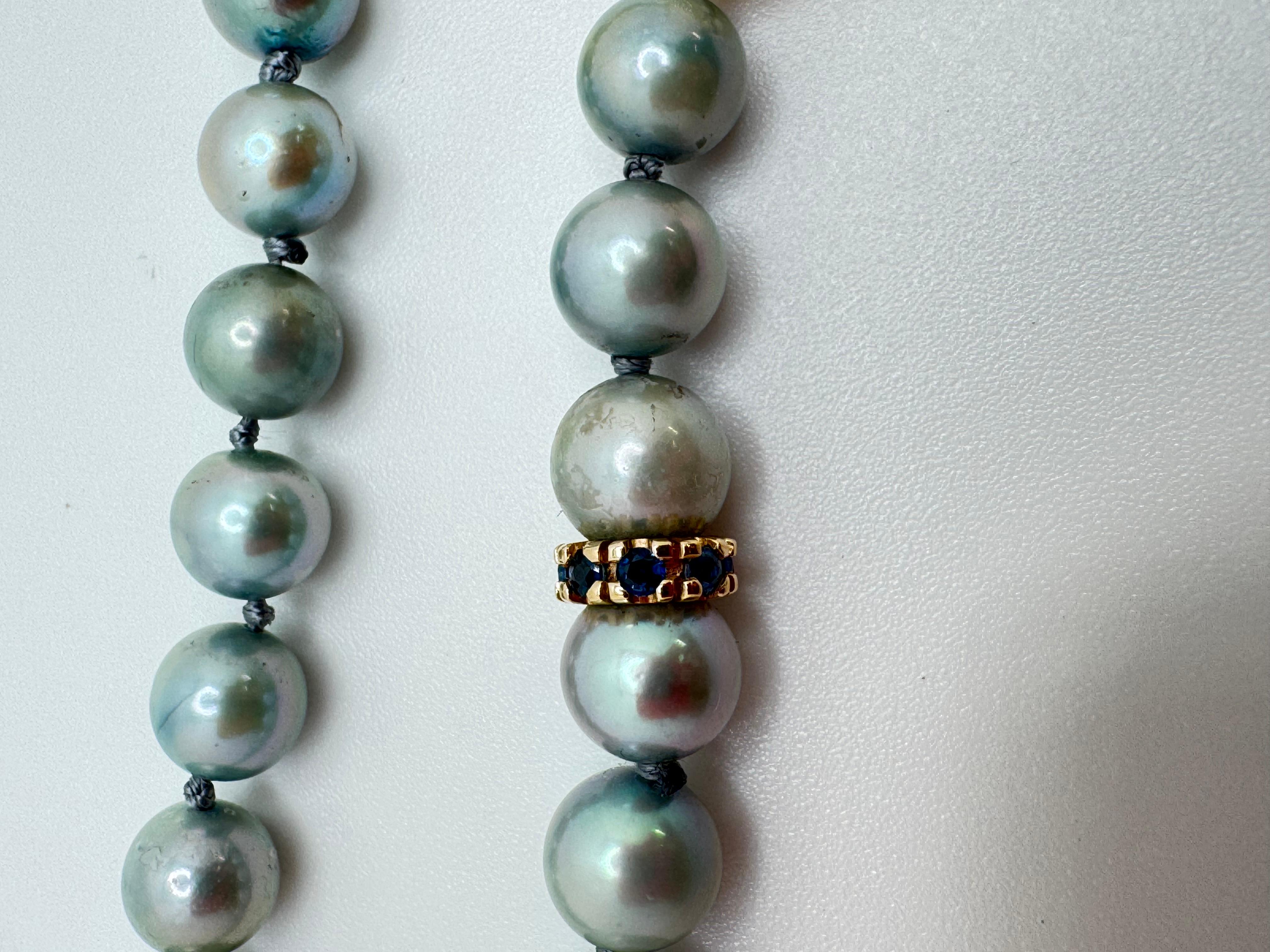 14K YG Freshwater Blue Pearl Necklace In condizioni buone in vendita a Palm Desert, CA