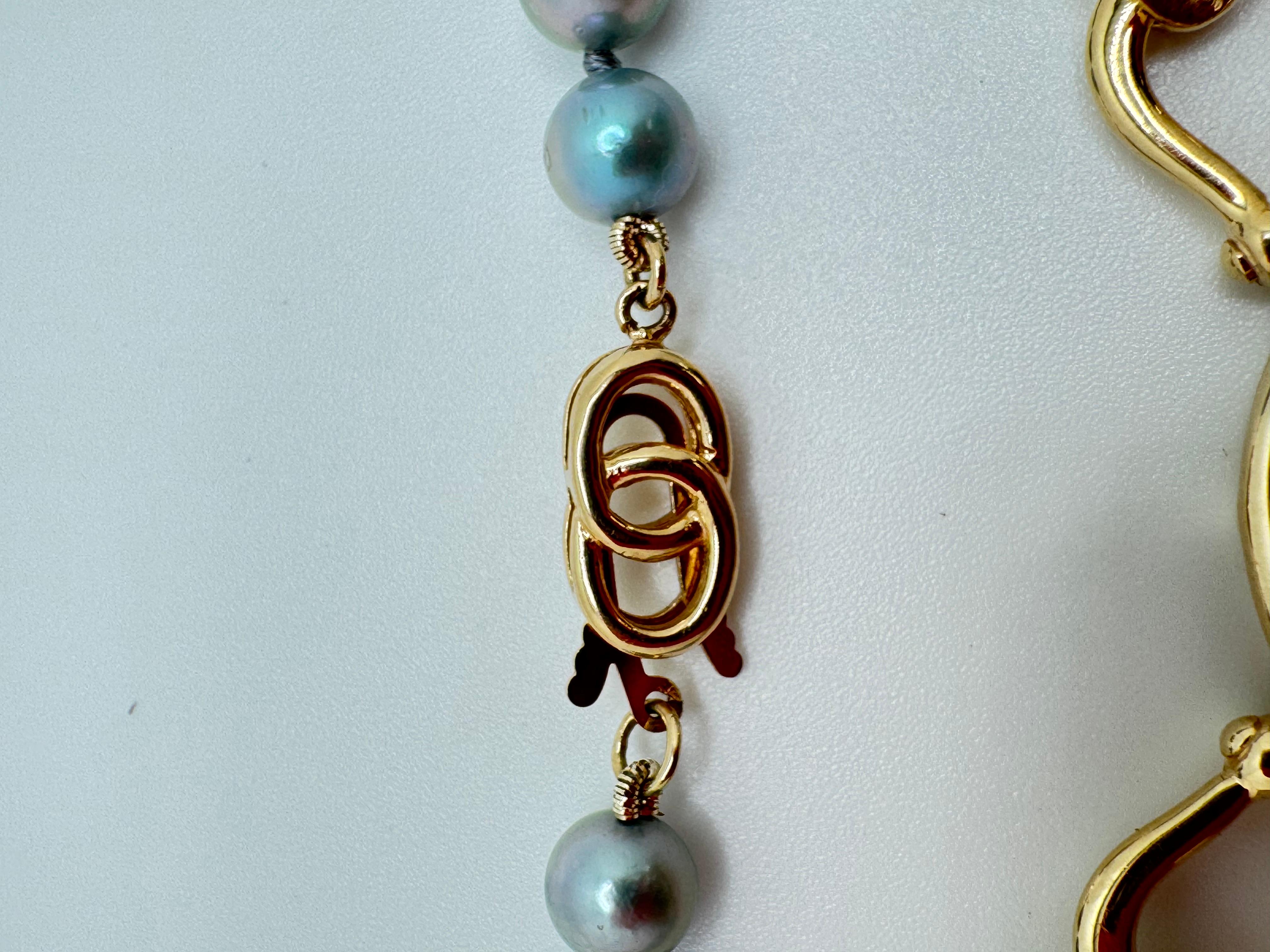 da uomo o donna 14K YG Freshwater Blue Pearl Necklace in vendita