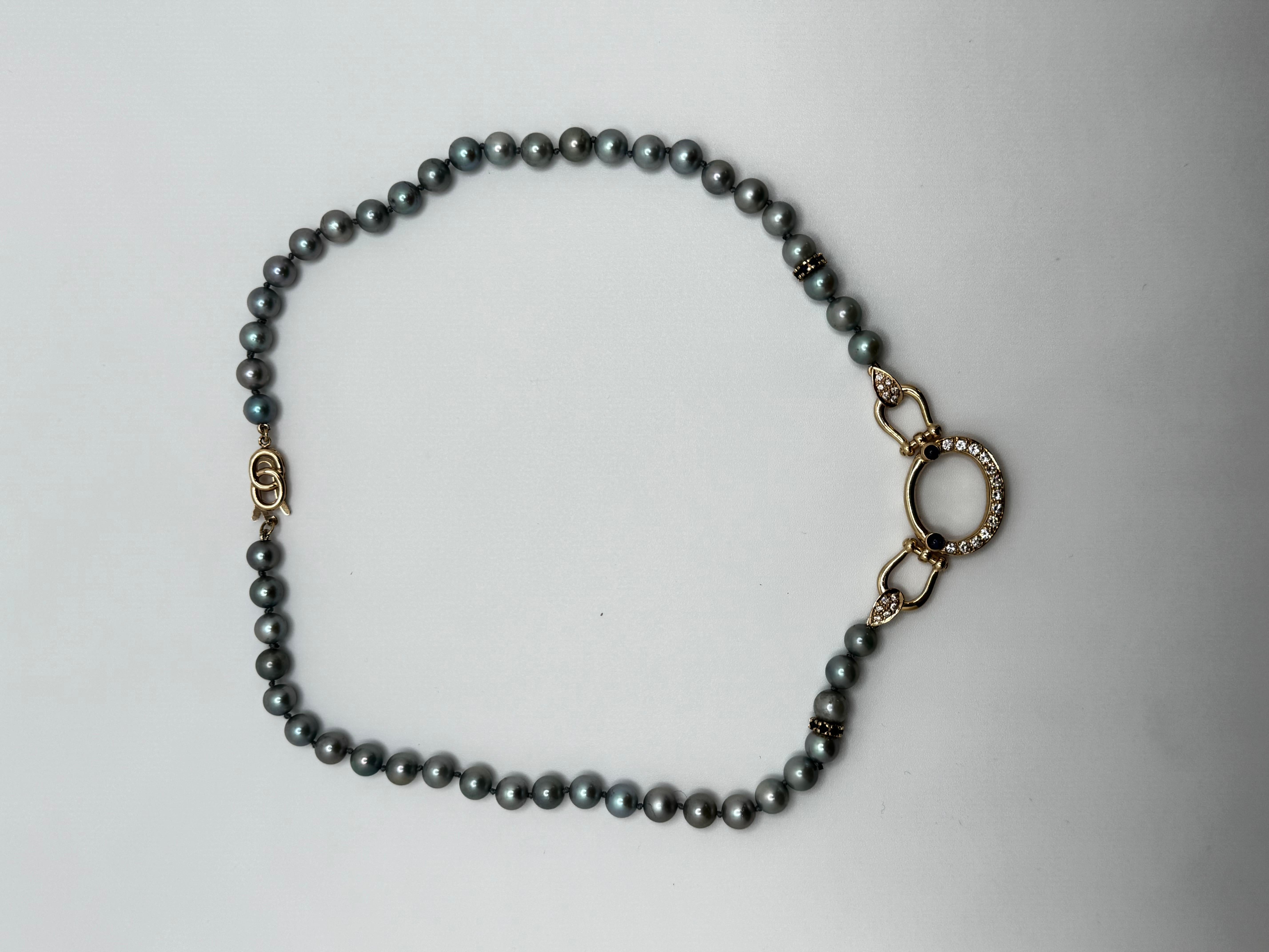 14K YG Freshwater Blue Pearl Necklace in vendita 1