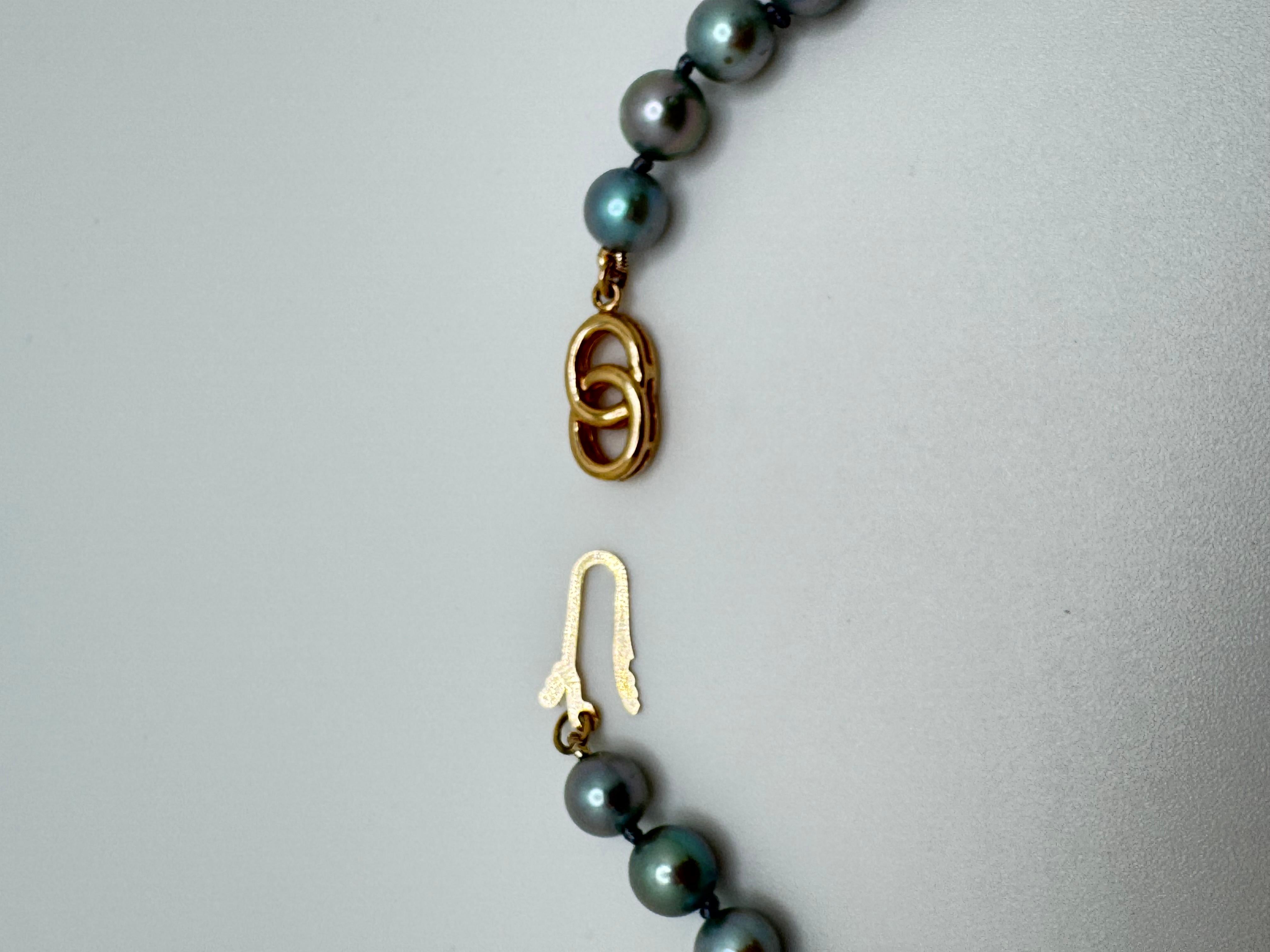 14K YG Freshwater Blue Pearl Necklace in vendita 2