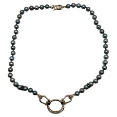 14K YG Freshwater Blue Pearl Necklace