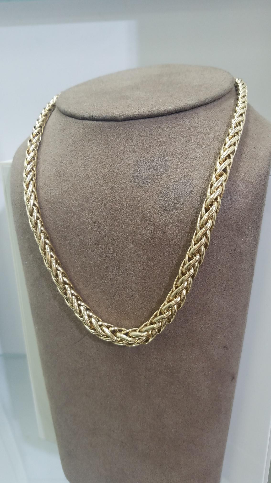 Women's 14 Karat Yellow Gold Hollow Braided Woven Link Necklace 11.0gr