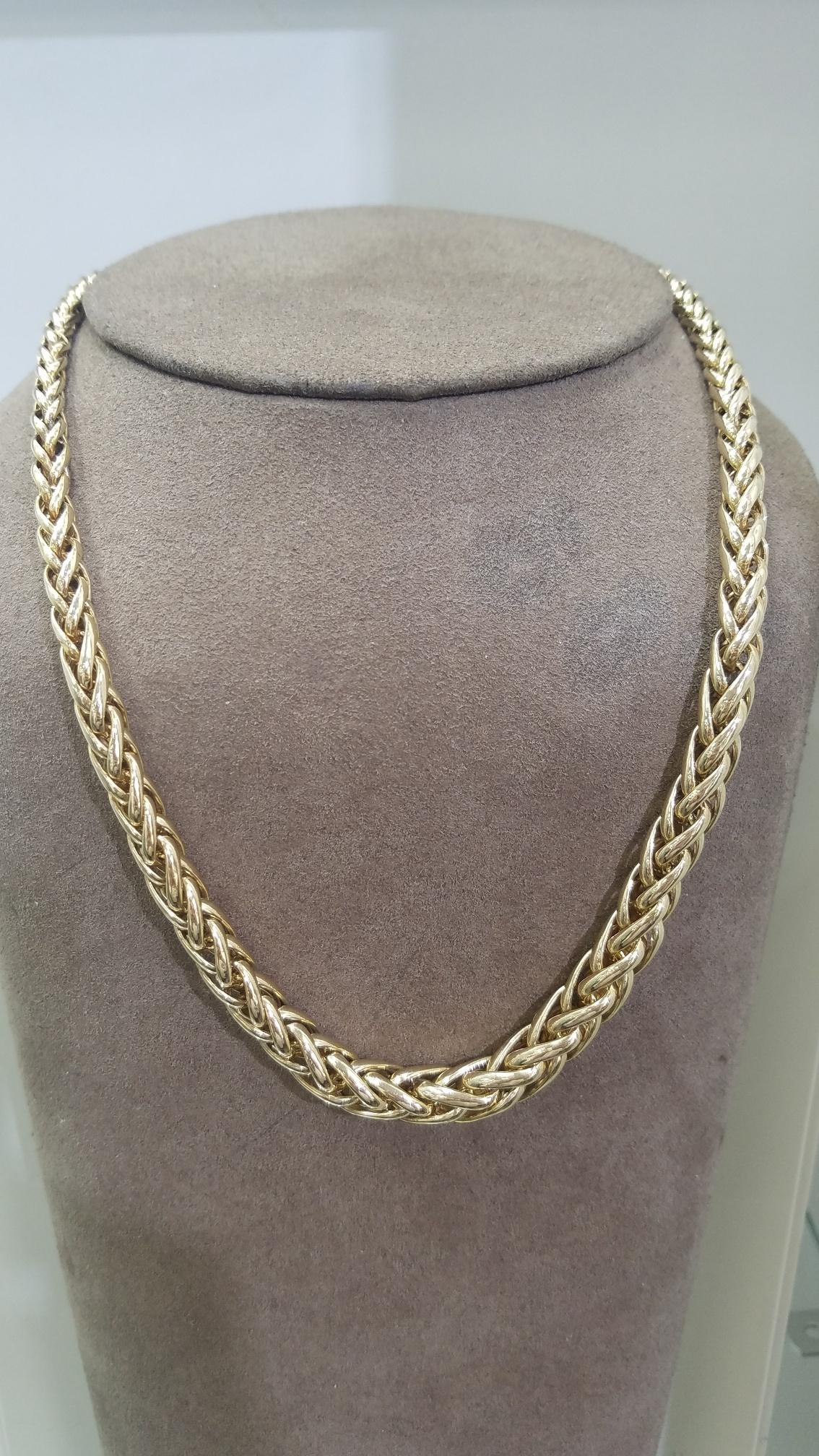 14 Karat Yellow Gold Hollow Braided Woven Link Necklace 11.0gr 2