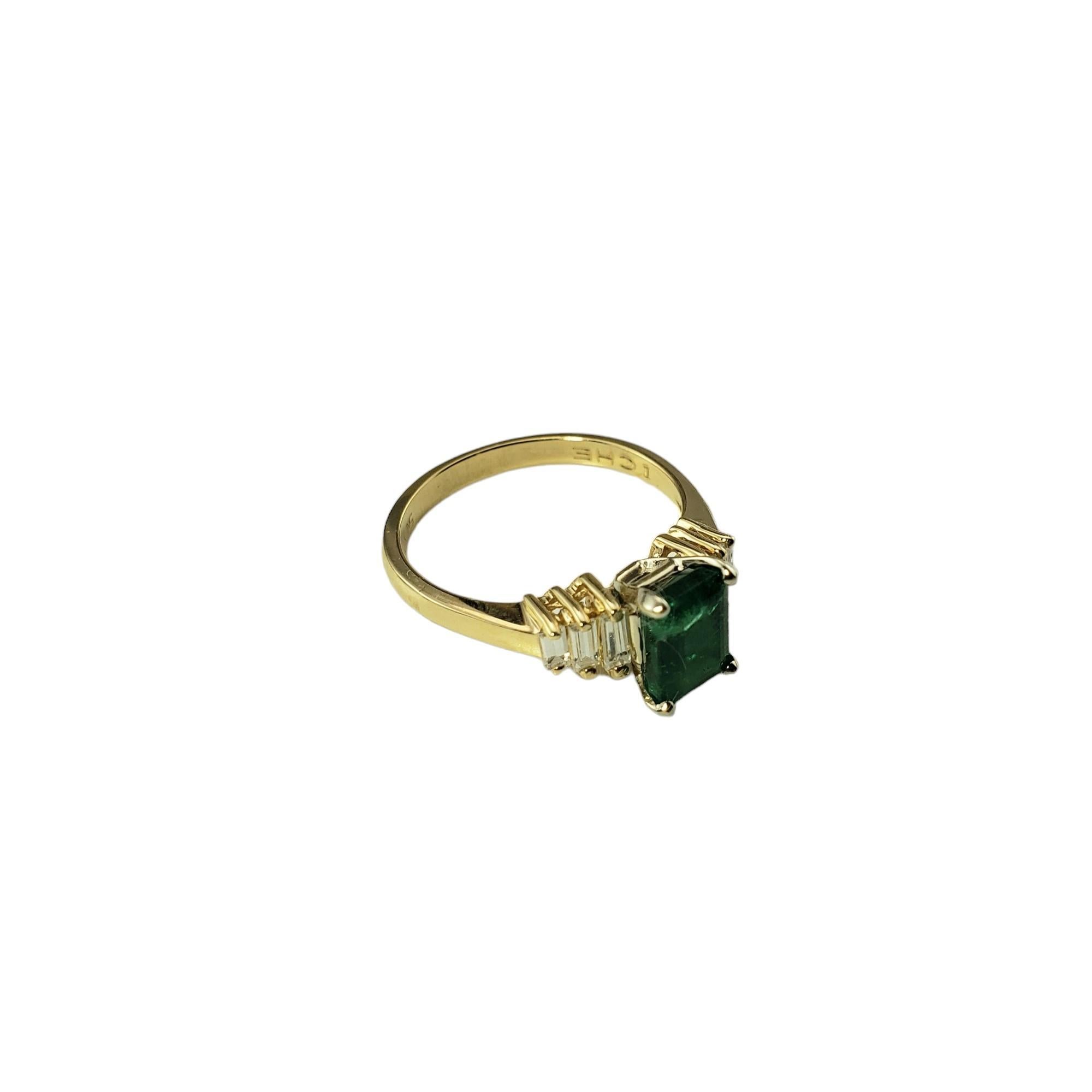 Emerald Cut 14K YG Lab Created Emerald CZ Ring Size 5.75 JAGi Certified #15883