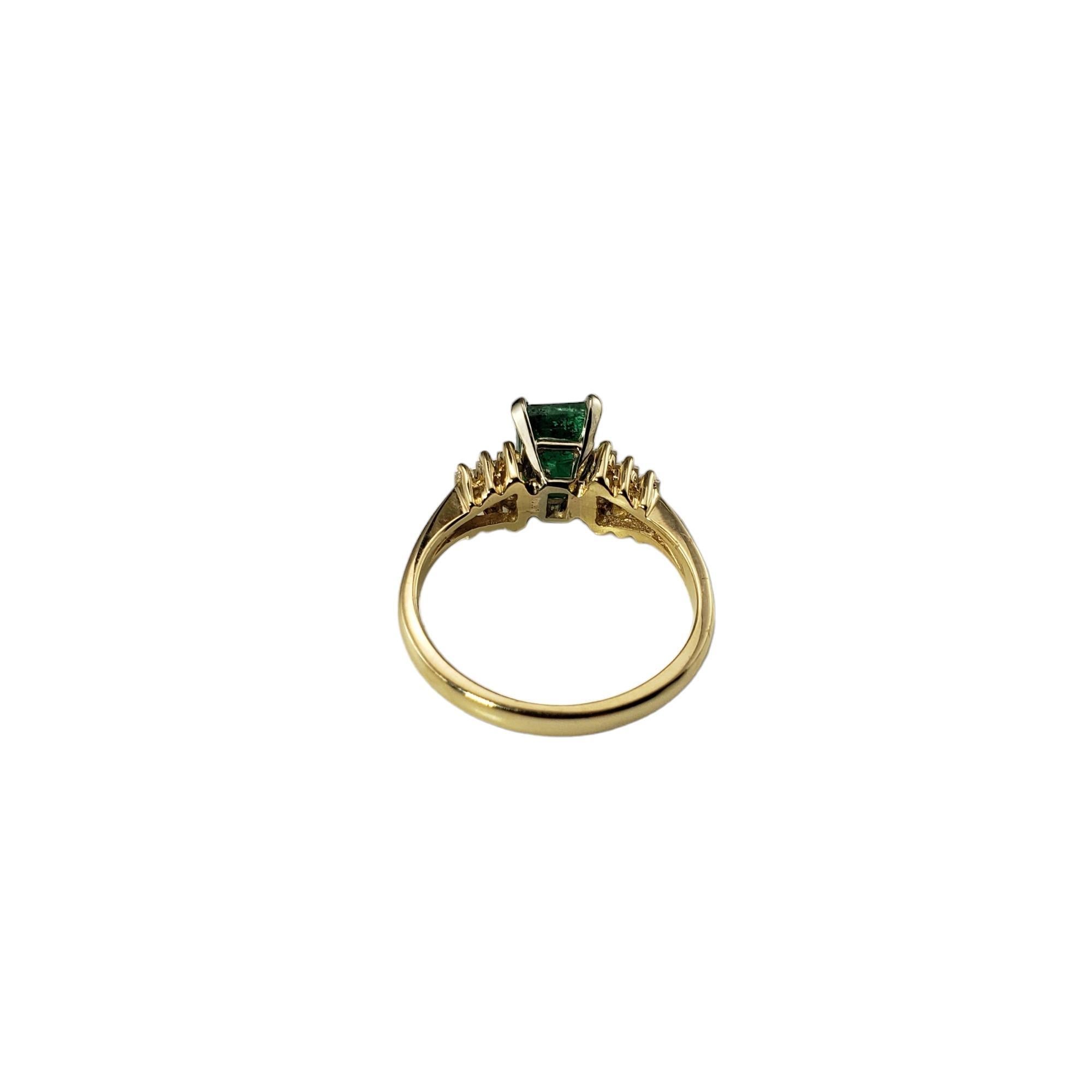 14K YG Lab Created Emerald CZ Ring Size 5.75 JAGi Certified #15883 In Good Condition In Washington Depot, CT