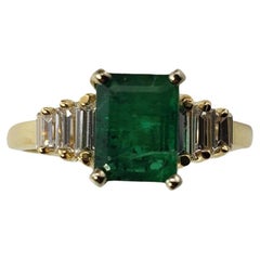 14K YG Lab Created Emerald CZ Ring Size 5.75 JAGi Certified #15883