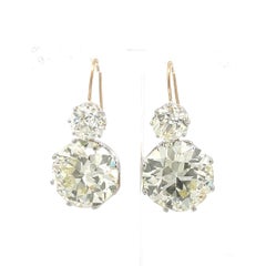 14K YG Leverback Earrings with 29.26ct Circular & Old European Cut Diamonds GIA