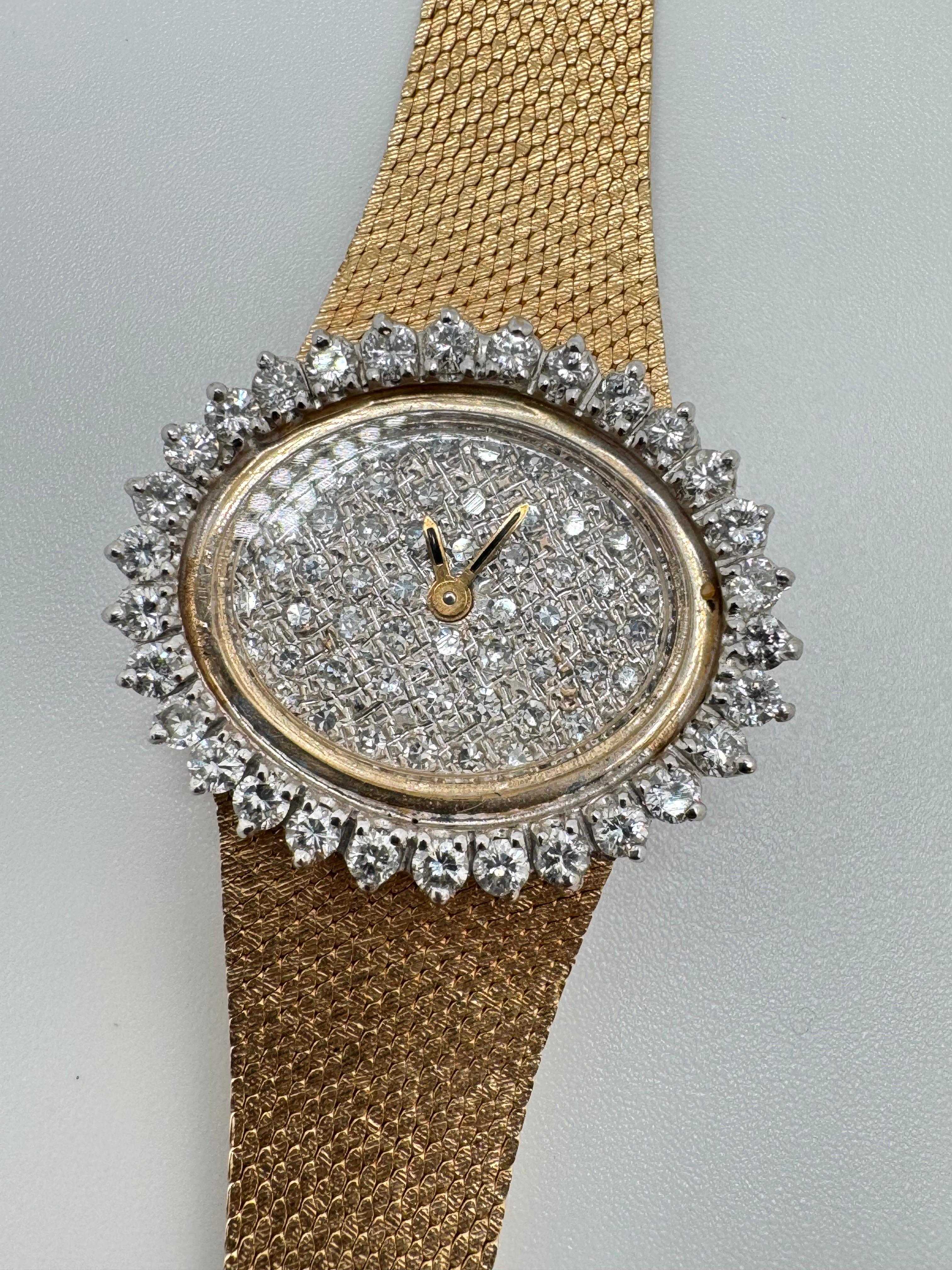 Round Cut 14K YG Lids ETA Movement Watch For Sale