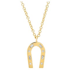 14K Yellow Gold Mixed Diamond Horseshoe Necklace