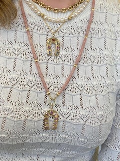 14K Yellow Gold Multi Sapphire Horseshoe Charm