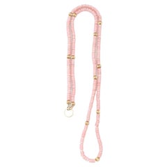14K YG Pink Opal and Gold Bead Celebration Necklace