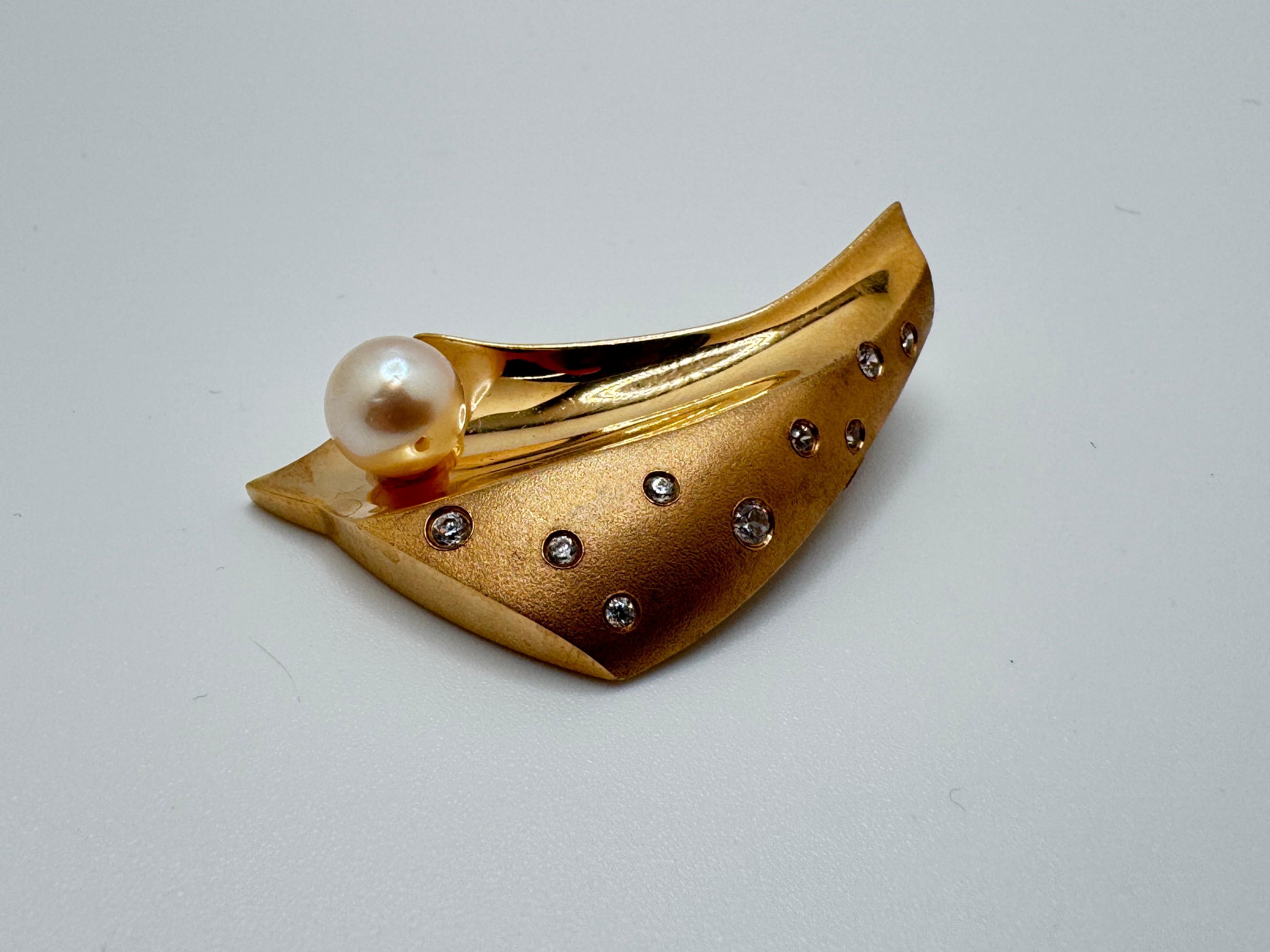 14K YG Slider pendant Freshwater Pearl Art Decó en venta
