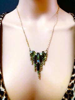 14K YG Sterling 14.64 Carat Tourmaline Pendant & 14k Yellow Gold Italian Chain