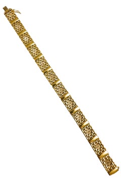 14k YGold Modern Italian Hinged Link Bracelet with Cross Design 21.48 Grams