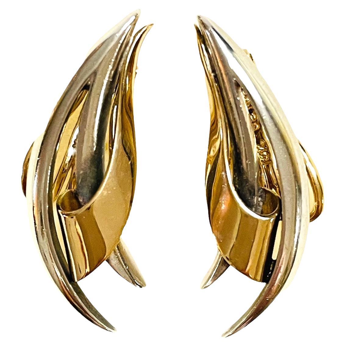 14K YGold 
Sterling Modernist Earrings from Canadian Designer Georges Delrue