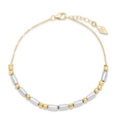 14K+.925 „Morse Code“ Serie F CANCER Armband an verstellbarer 14K Goldkette