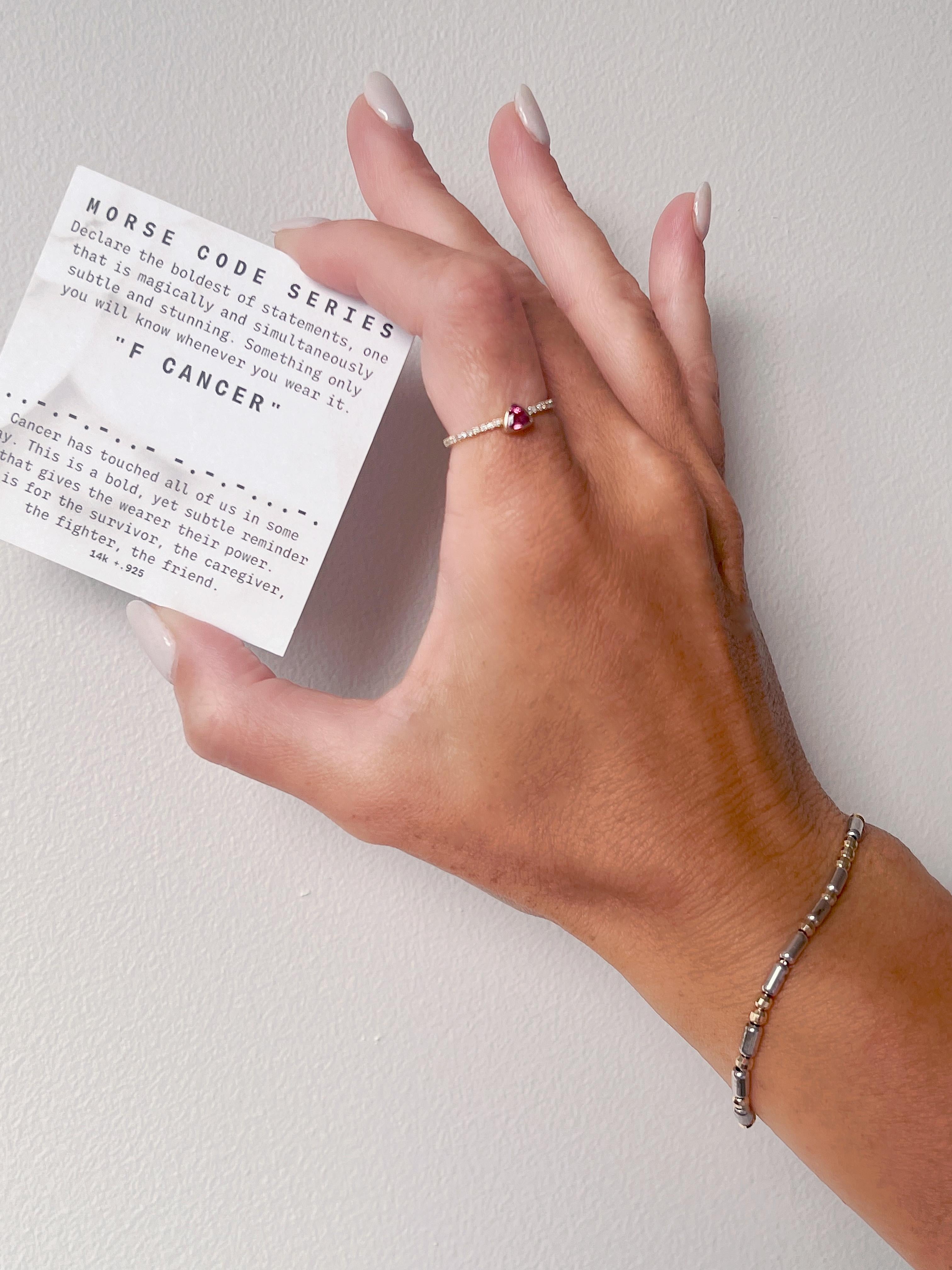 14K+.925 „Morse Code“ Serie F CANCER Armband an verstellbarer 14K Goldkette Damen im Angebot