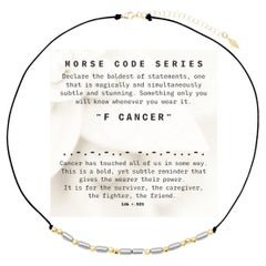 14K+.925 „Morse Code“ Serie F CANCER Choker/Halskette auf verstellbarer Macrame-Kordel