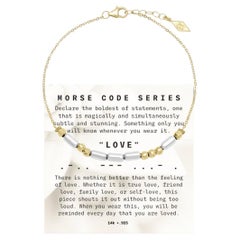 14K+.925 „Morse Code“ Serie LOVE-Armband mit verstellbarer 14K Goldkette