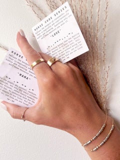 14K+.925 „Morse Code“ Serie MAMA-Armband mit verstellbarer 14K Goldkette