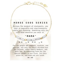 14K+.925 „Morse Code“ Serie MAMA-Armband mit verstellbarer 14K Goldkette