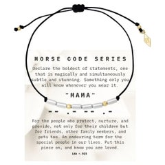 14K+.925 "Morse Code" Series MAMA Bracelet on Adjustable Macrame Cord
