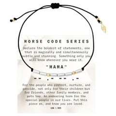 14K+.925 „Morse Code“ Serie MAMA-Armband auf verstellbarer Macrame-Kordel