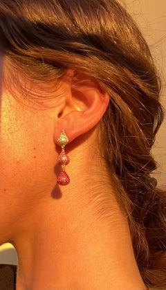 14karat Pavé Diamond, Sapphire & Ruby Love Earrings