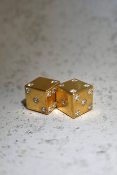 14karat Solid Gold Dice with Diamonds