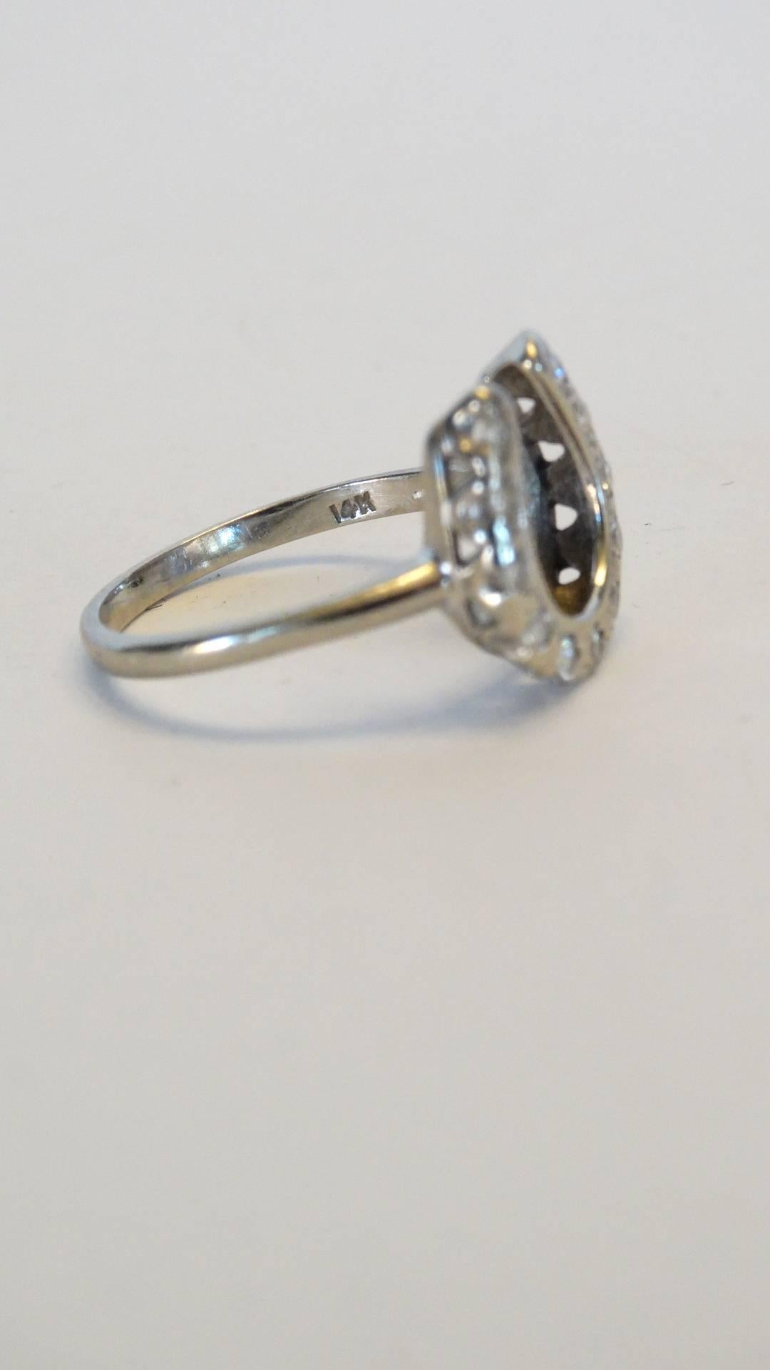 14karat White Gold Horseshoe Ring with Diamonds 5