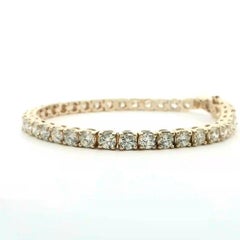14Karat Yellow Gold 9.70 Carat Round-cut Diamond 4-Prong Tennis Bracelet